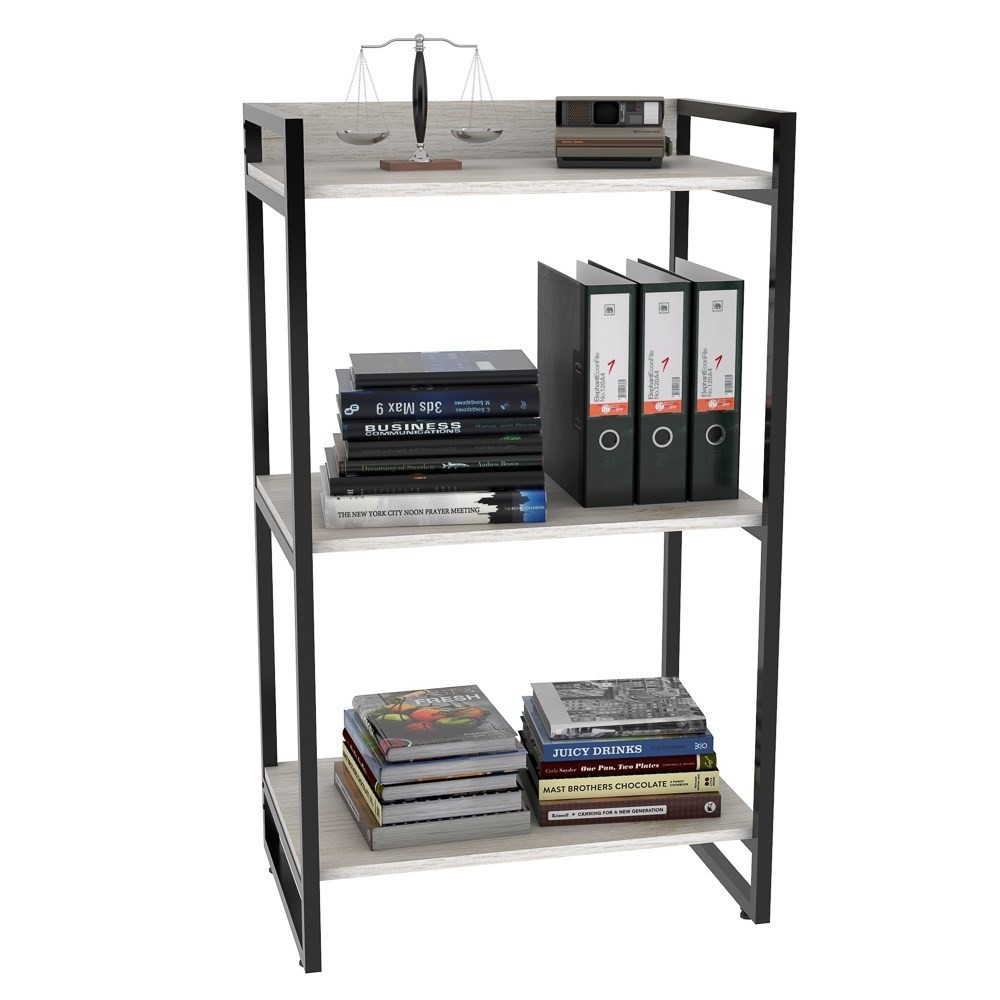 Estante Livreiro Multiuso Prisma Estilo Industrial 60cm 3 Prateleiras C08 Snow - Mpozenato Estante Livreiro Multiuso Prisma Estilo Industrial 60cm 3 Prateleiras C08 Snow - Mpozenato