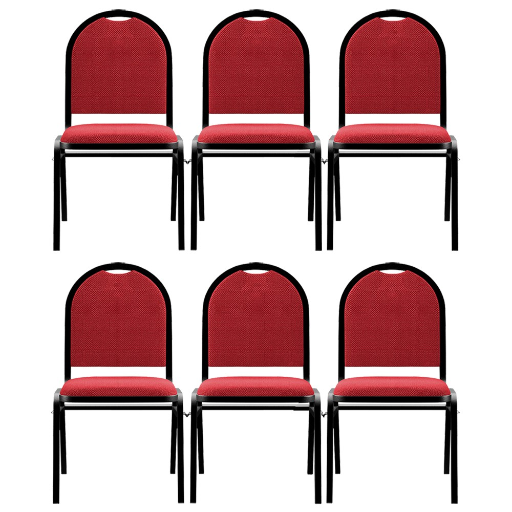 Kit 6 Cadeiras Hoteleiras Auditório Empilhável Linho M23 Vermelho - Mpozenato Kit 6 Cadeiras Hoteleiras Auditório Empilhável Linho M23 Vermelho - Mpozenato
