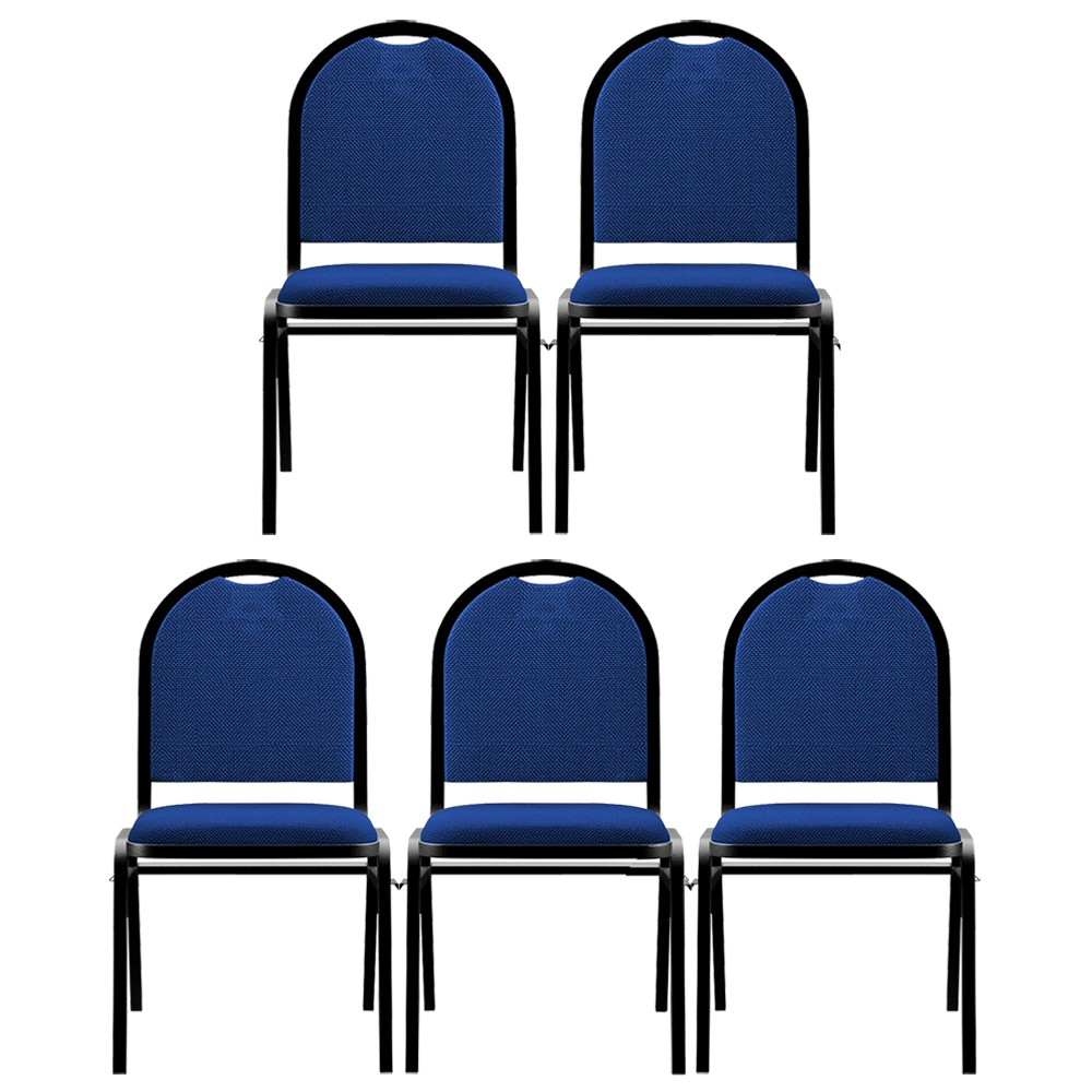 Kit 5 Cadeiras Hoteleiras Auditório Empilhável Linho M23 Azul - Mpozenato Kit 5 Cadeiras Hoteleiras Auditório Empilhável Linho M23 Azul - Mpozenato