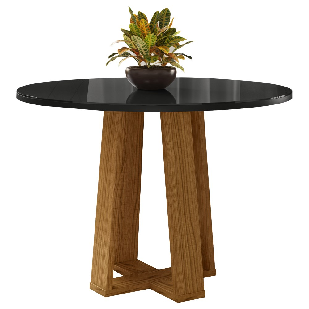Mesa De Jantar Redonda 4 Lugares 100cm Ella N02 Ypê/Preto - Mpozenato Mesa De Jantar Redonda 4 Lugares 100cm Ella N02 Ypê/Preto - Mpozenato
