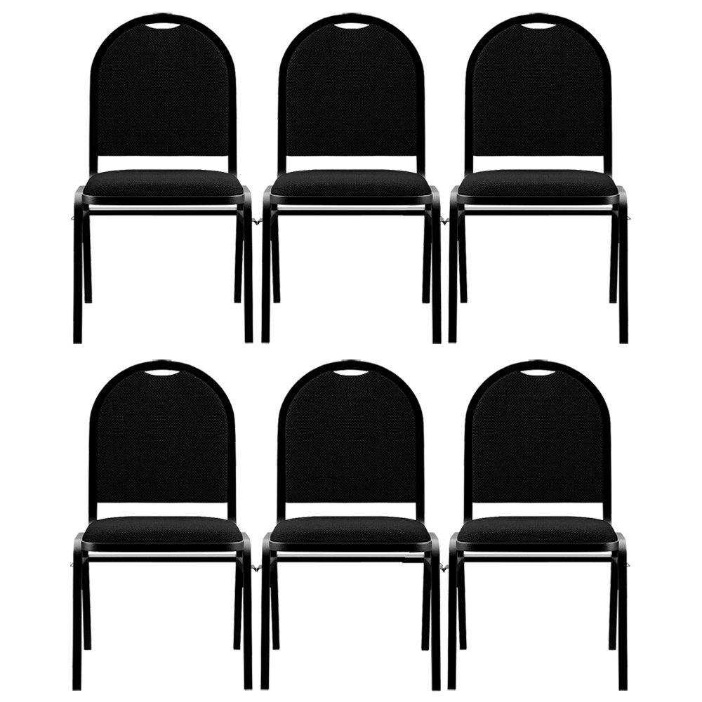 Kit 6 Cadeiras Hoteleiras Auditório Empilhável Linho Z33 Preto - Mpozenato Kit 6 Cadeiras Hoteleiras Auditório Empilhável Linho Z33 Preto - Mpozenato