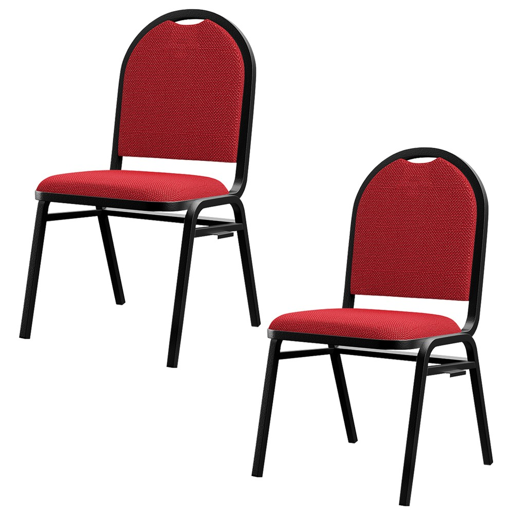 Kit 2 Cadeiras Hoteleiras Auditório Empilhável Linho M23 Vermelho - Mpozenato Kit 2 Cadeiras Hoteleiras Auditório Empilhável Linho M23 Vermelho - Mpozenato