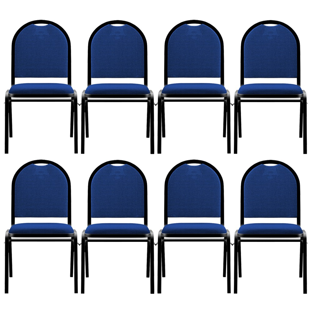 Kit 8 Cadeiras Hoteleiras Auditório Empilhável Linho M23 Azul - Mpozenato Kit 8 Cadeiras Hoteleiras Auditório Empilhável Linho M23 Azul - Mpozenato
