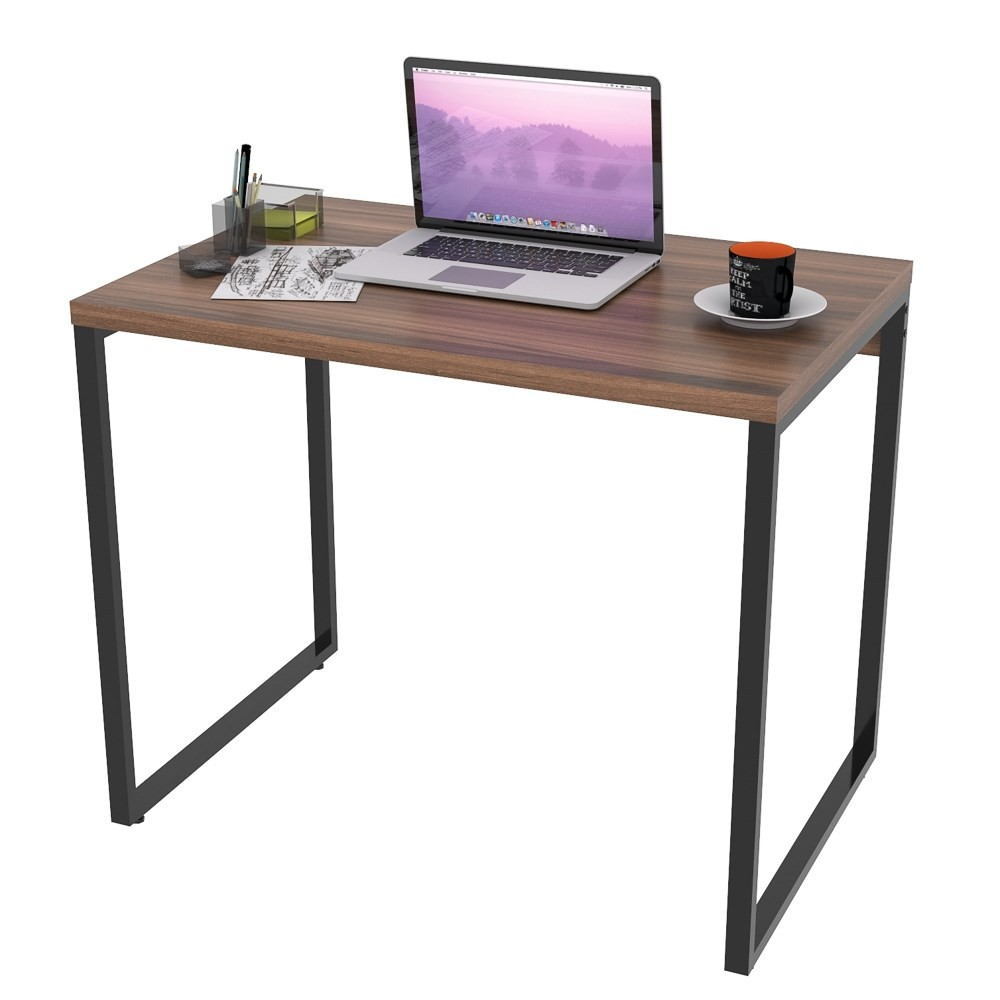 Mesa de Escritório Office 90cm Estilo Industrial Prisma C08 Nogal - Mpozenato Mesa de Escritório Office 90cm Estilo Industrial Prisma C08 Nogal - Mpozenato