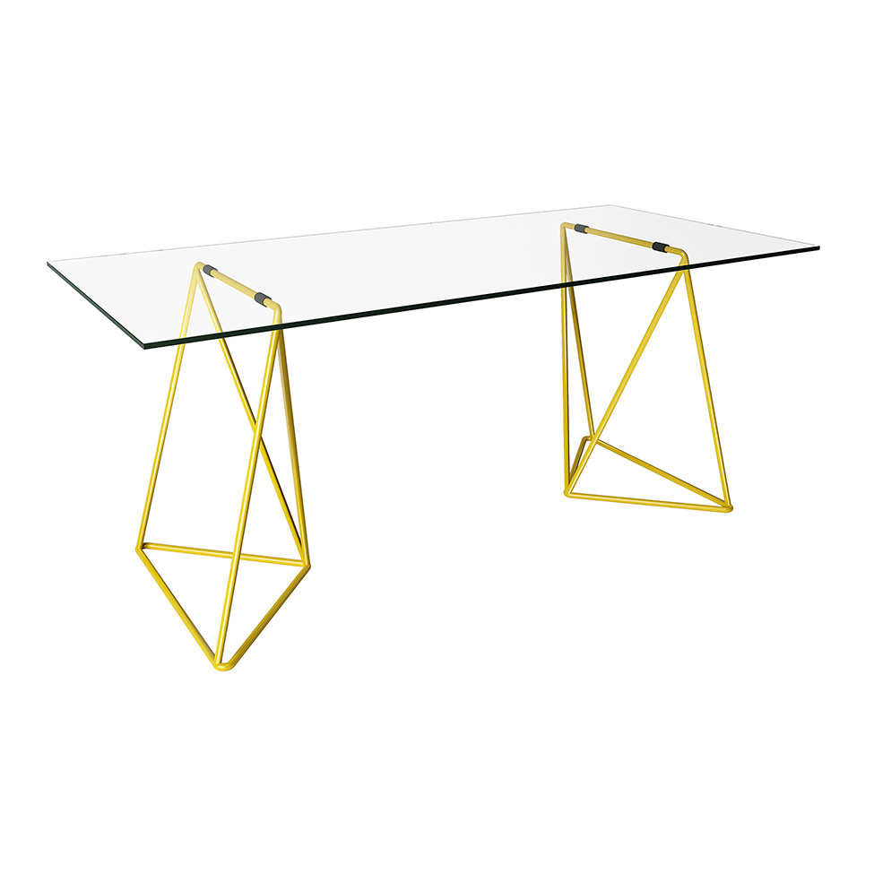 Mesa de Jantar Retangular Leblon Amarela 140 cm Mesa de Jantar Retangular Leblon Amarela 140 cm