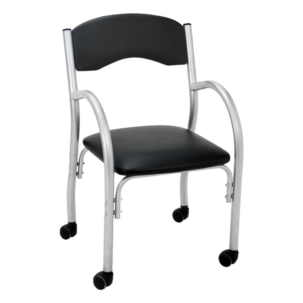 Cadeira de Escritório Estofada com Rodízios 52cm Multimóveis CR25288 Prata/Preto Cadeira de Escritório Estofada com Rodízios 52cm Multimóveis CR25288 Prata/Preto