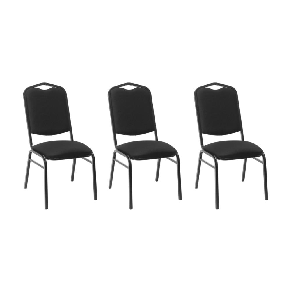 Kit com 3 Cadeiras de Auditório/Escritório Estofadas 44cm Multimóveis CR25290 Preto Kit com 3 Cadeiras de Auditório/Escritório Estofadas 44cm Multimóveis CR25290 Preto
