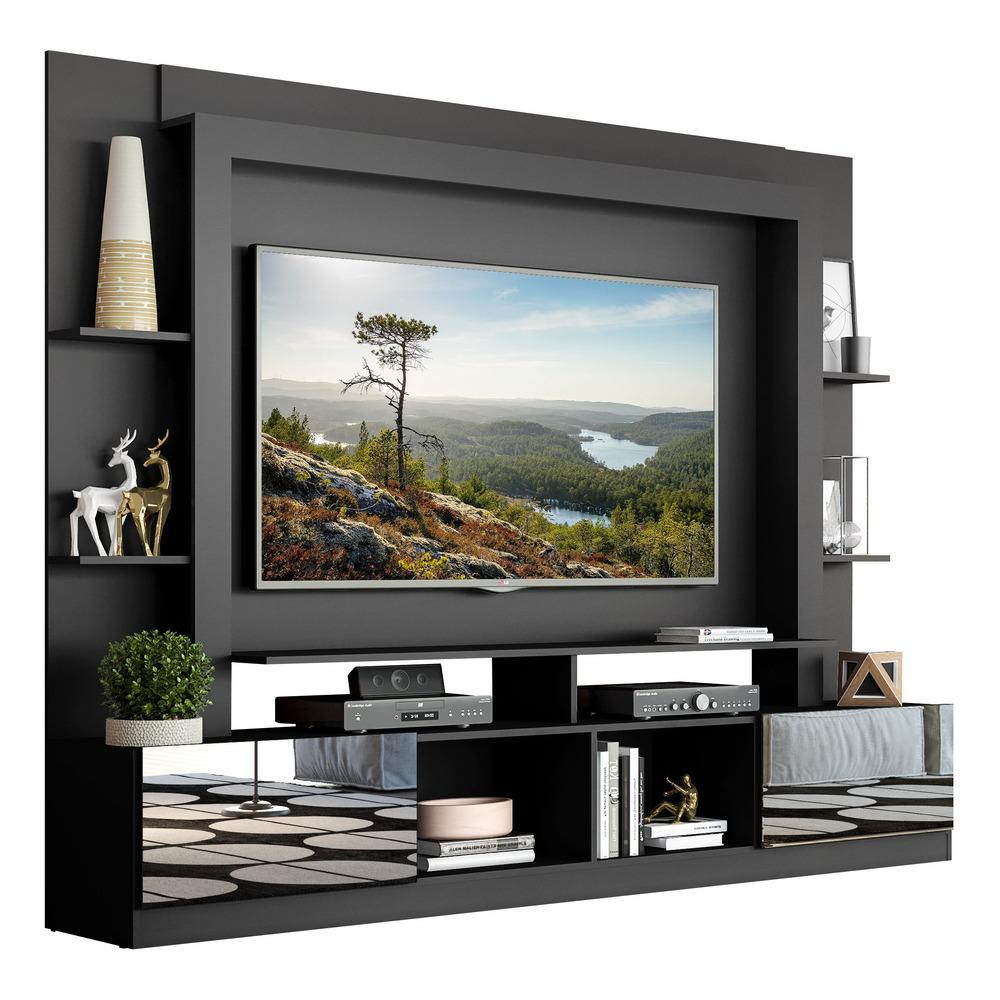 Estante com Espelho para TV até 65" Multimóveis Oslo FG3390 Preta Estante com Espelho para TV até 65" Multimóveis Oslo FG3390 Preta