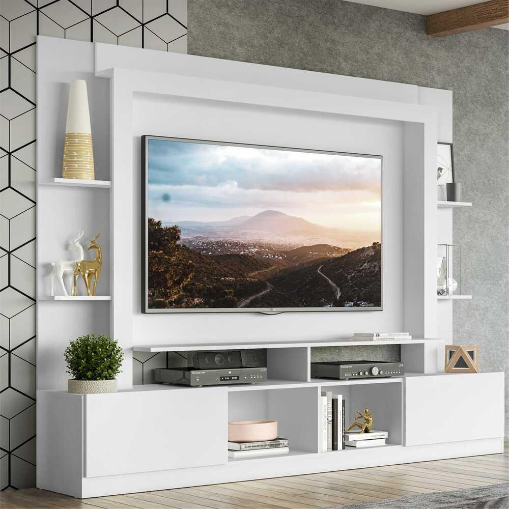 Rack Estante com Painel TV 65" e 2 portas Oslo Multimóveis Branco Rack Estante com Painel TV 65" e 2 portas Oslo Multimóveis Branco