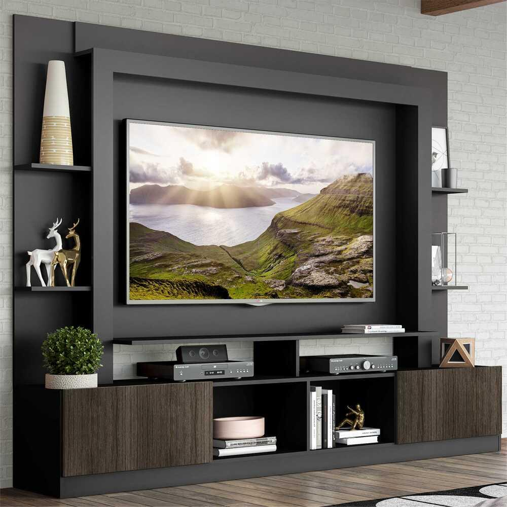 Estante Rack com Painel e Suporte TV 65" Moscou Multimóveis Preto/Tenerife Estante Rack com Painel e Suporte TV 65" Moscou Multimóveis Preto/Tenerife