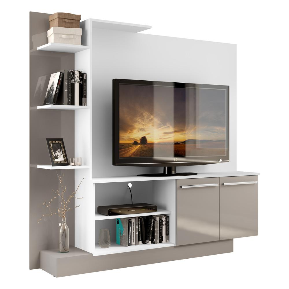Estante para TV até 55" Multimóveis Denver FG2473 Branca/Lacca Fumê Estante para TV até 55" Multimóveis Denver FG2473 Branca/Lacca Fumê