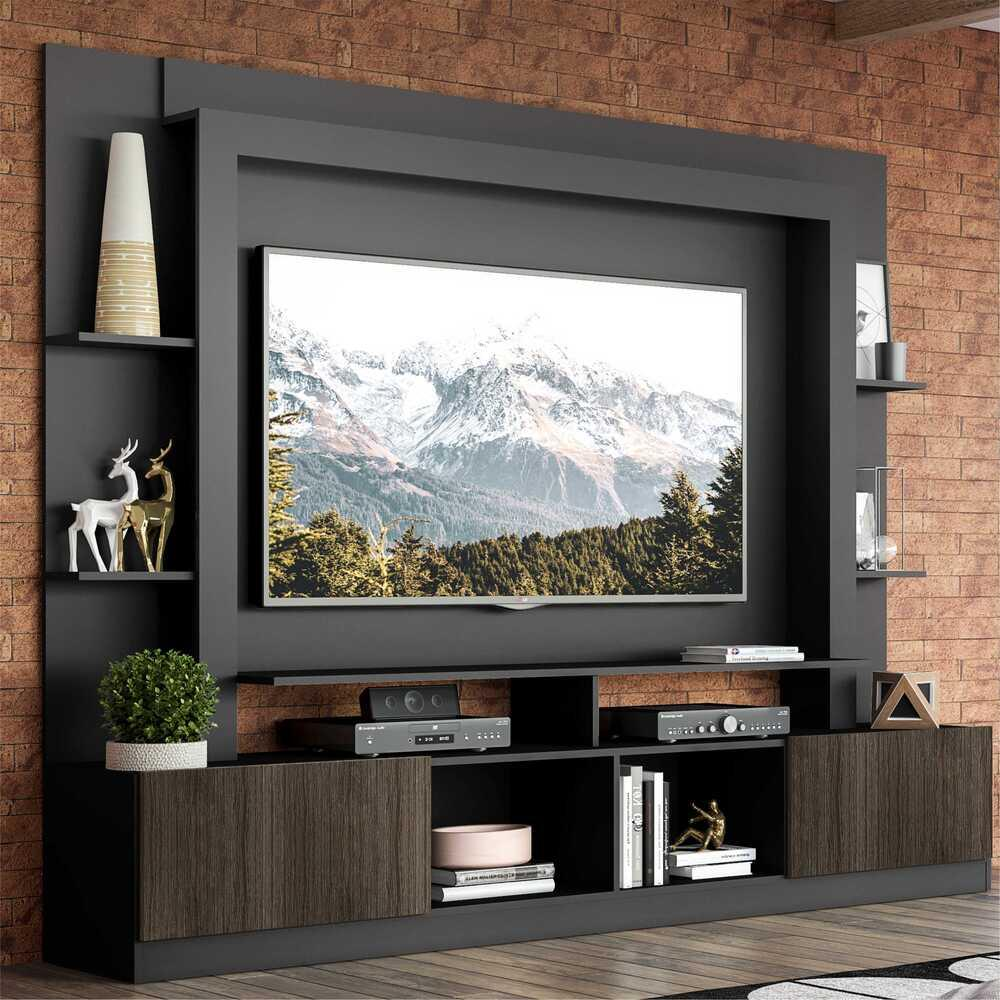Rack Estante com Painel TV 65" e 2 portas Oslo Multimóveis Preto/Tenerife Rack Estante com Painel TV 65" e 2 portas Oslo Multimóveis Preto/Tenerife