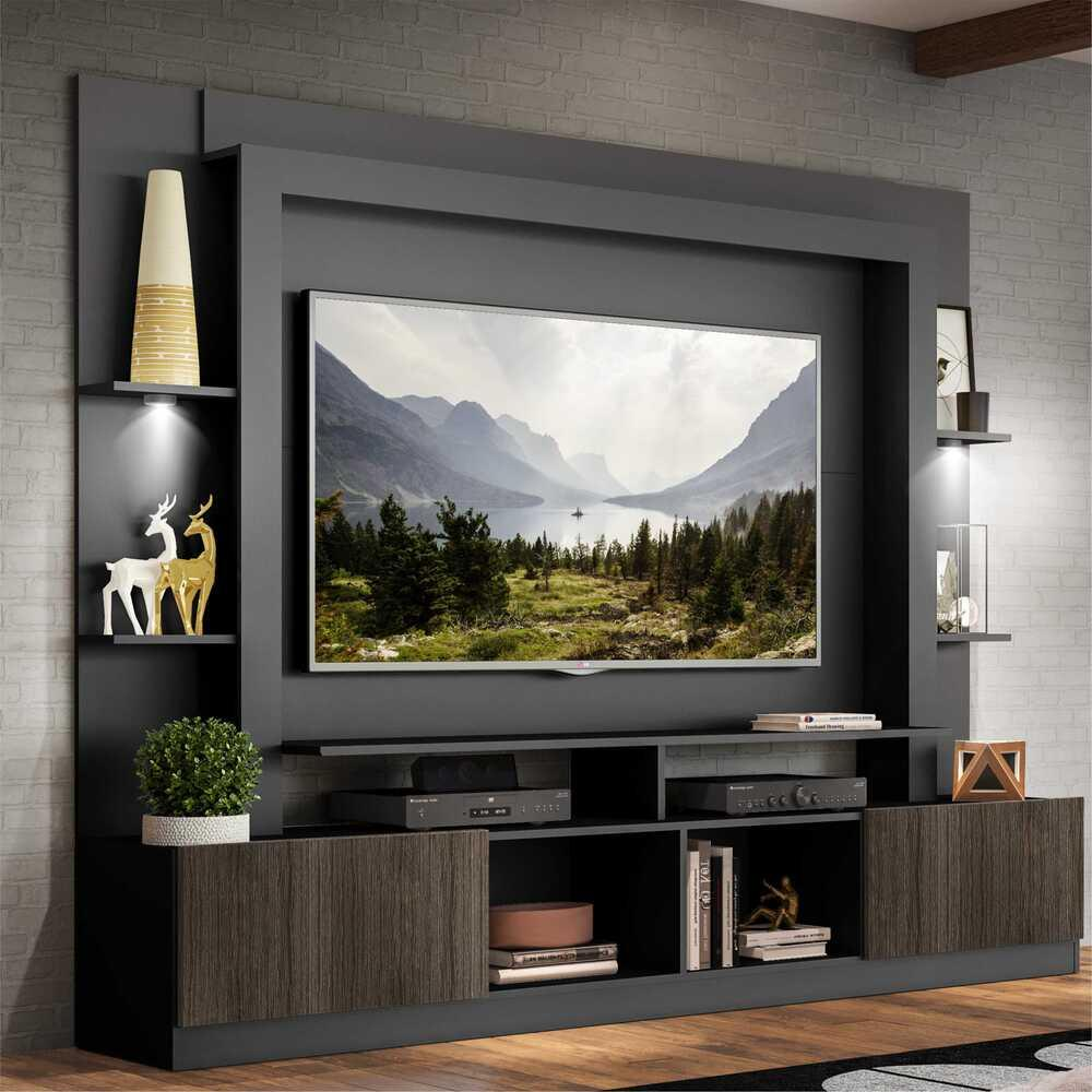 Rack Estante TV 65" com Leds Berlim Multimóveis Preto/Tenerife Rack Estante TV 65" com Leds Berlim Multimóveis Preto/Tenerife