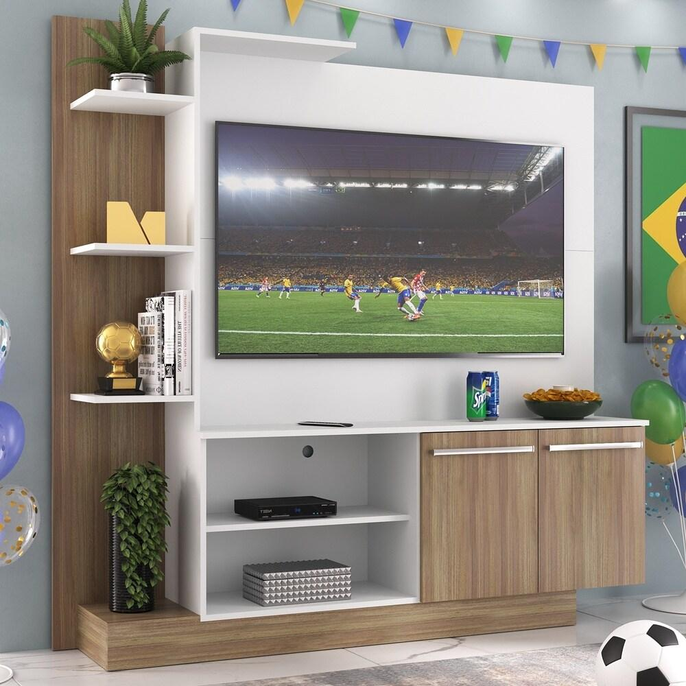 Estante com Painel TV 55" e 2 portas França Multimóveis BR2473 Argila/Branco Estante com Painel TV 55" e 2 portas França Multimóveis BR2473 Argila/Branco