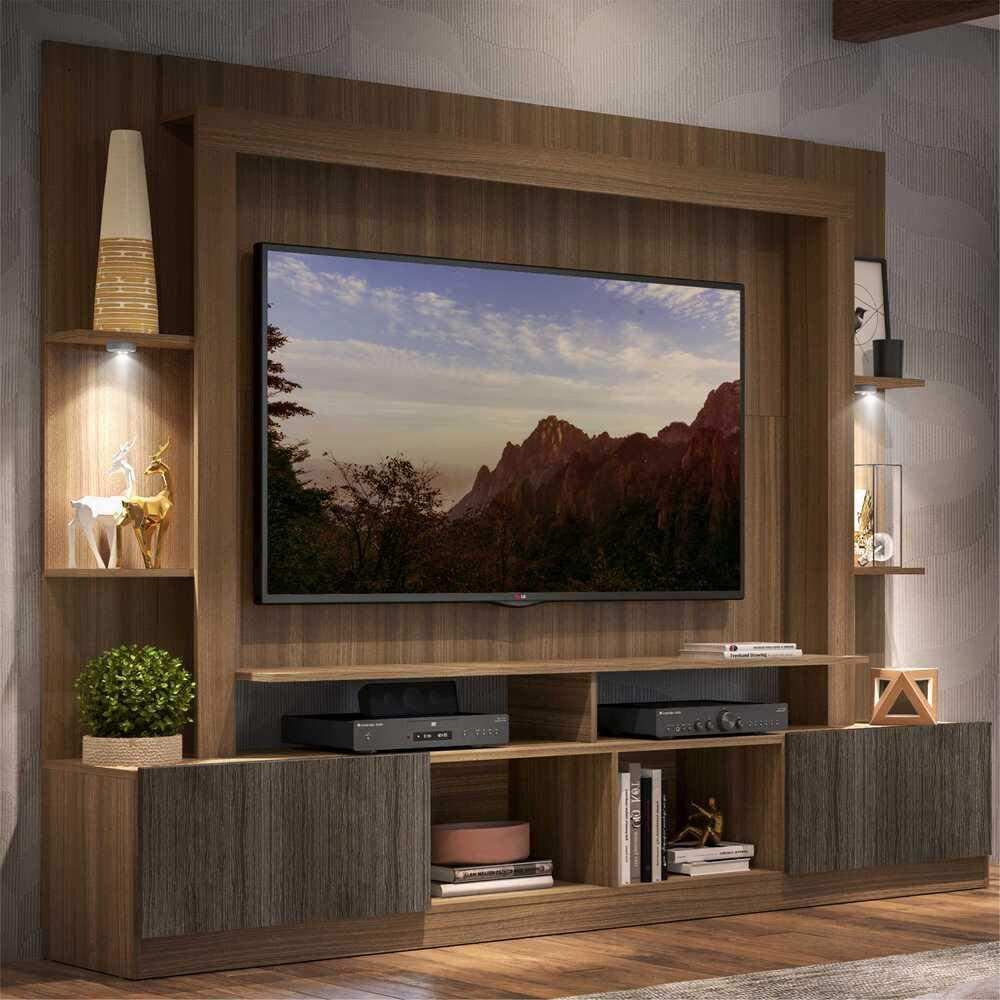 Rack Estante TV 65" com Leds Berlim Multimóveis Madeirado/Tenerife Rack Estante TV 65" com Leds Berlim Multimóveis Madeirado/Tenerife