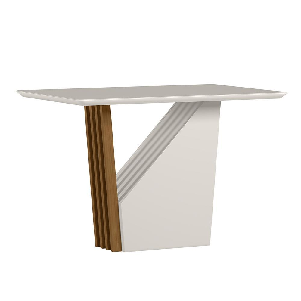Mesa de Jantar Veneza 120x80 Ypê/Off White Tampo em MDF com Vidro - New Ceval Mesa de Jantar Veneza 120x80 Ypê/Off White Tampo em MDF com Vidro - New Ceval