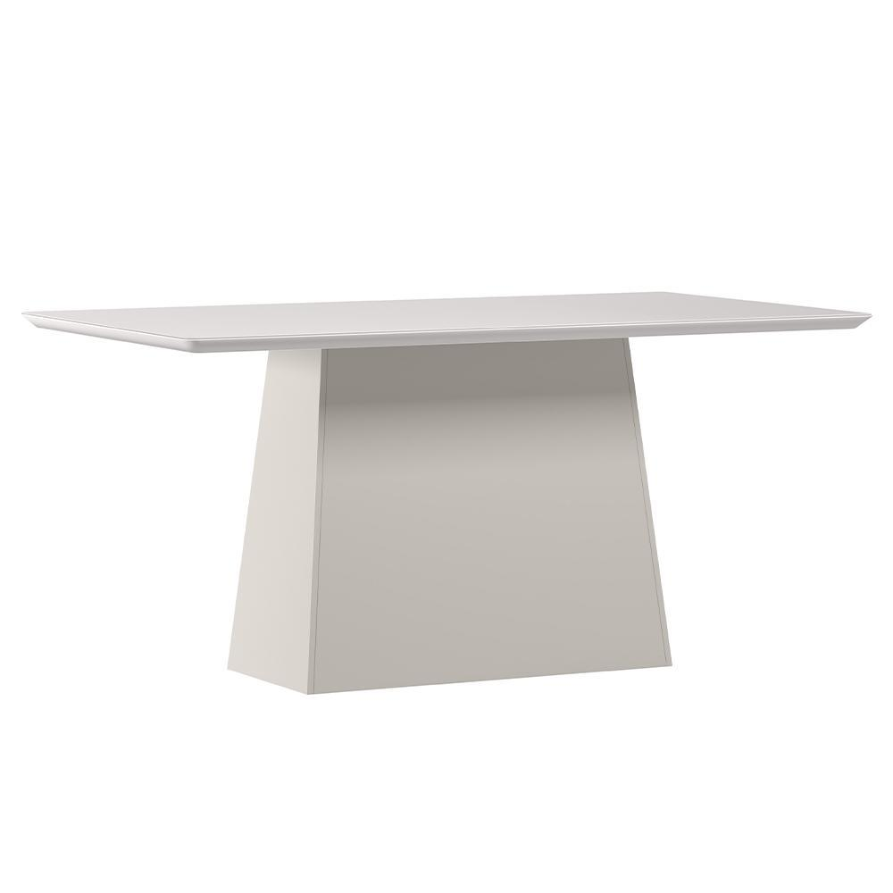 Mesa de Jantar Bárbara 160x90 Off White Tampo em MDF com Vidro - New Ceval Mesa de Jantar Bárbara 160x90 Off White Tampo em MDF com Vidro - New Ceval