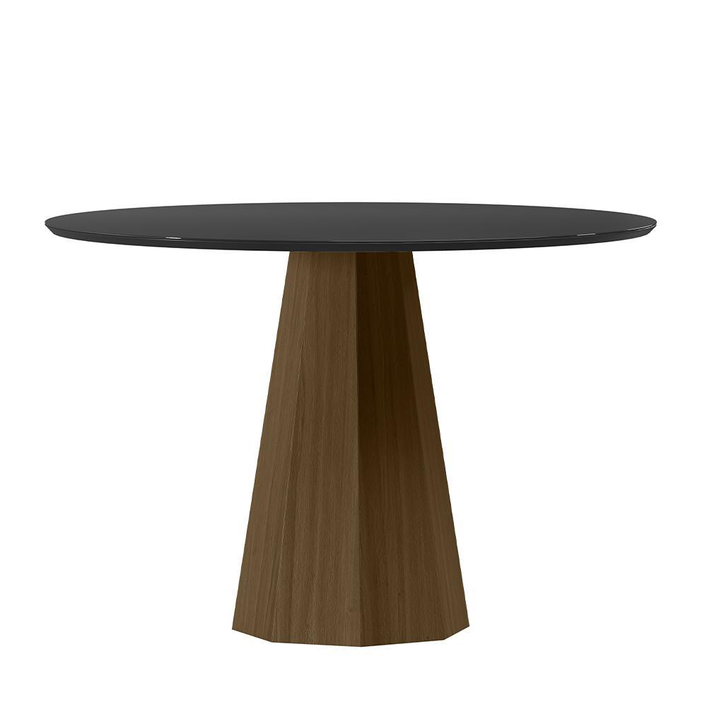 Mesa de Jantar Isis 120x120 Imbuia/Preto Tampo em MDF com Vidro - New Ceval