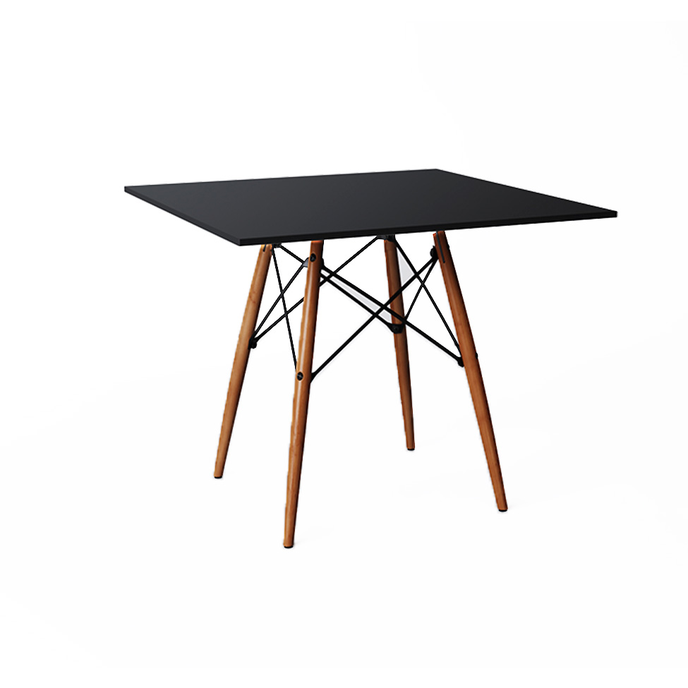 Mesa de Jantar Quadrada Eiffel Wood Preta e Natural 90 cm Mesa de Jantar Quadrada Eiffel Wood Preta e Natural 90 cm