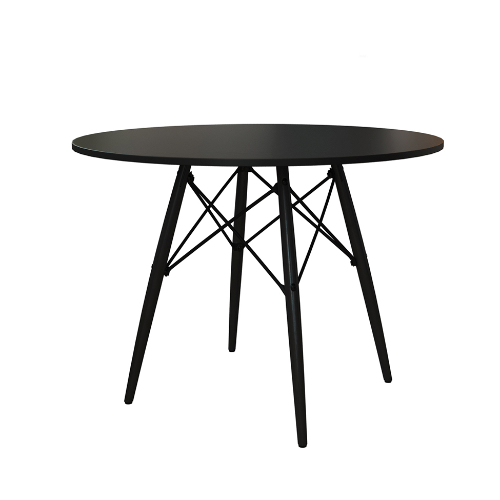 Mesa de Jantar Redonda Eiffel Wood Preta 90 cm