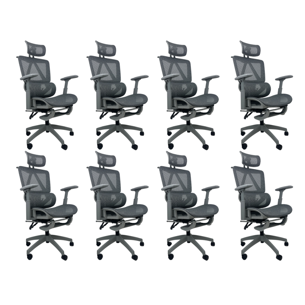 Kit 8 Cadeiras de Escritório Presidente Executiva Oficial Titan Cinza