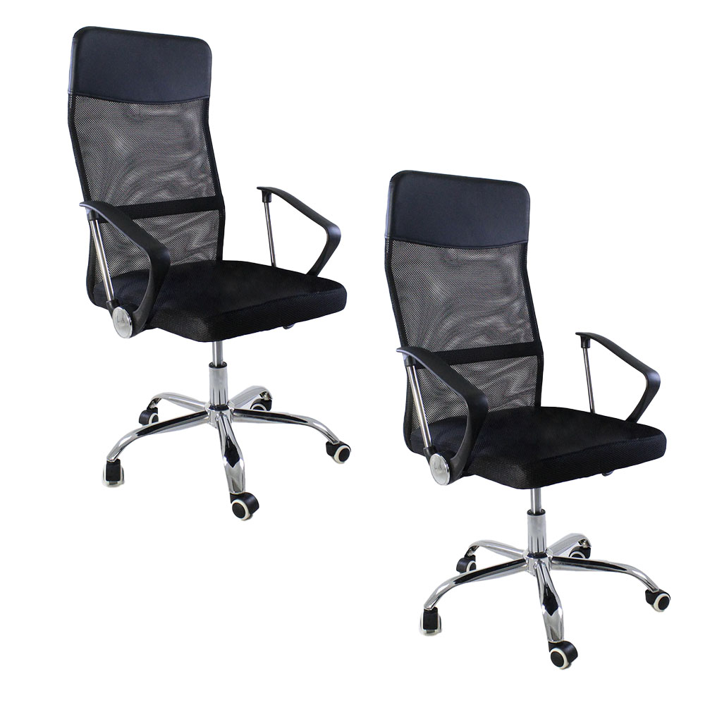 Kit 2 Cadeiras de Escritorio Nagano Tela Mesh Ergonômica - Preto Kit 2 Cadeiras de Escritorio Nagano Tela Mesh Ergonômica - Preto