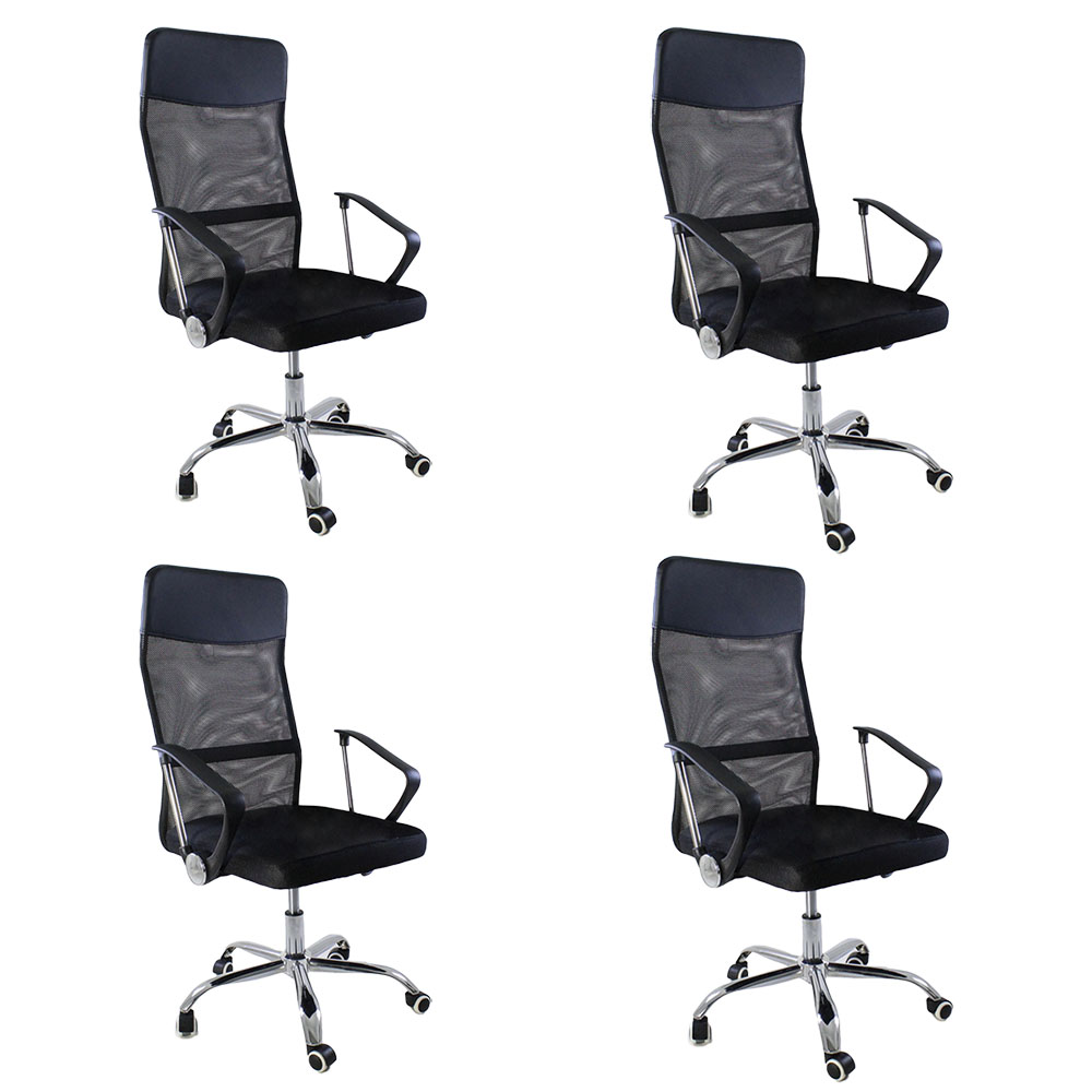 Kit 4 Cadeiras de Escritorio Nagano Tela Mesh Ergonômica - Preto Kit 4 Cadeiras de Escritorio Nagano Tela Mesh Ergonômica - Preto