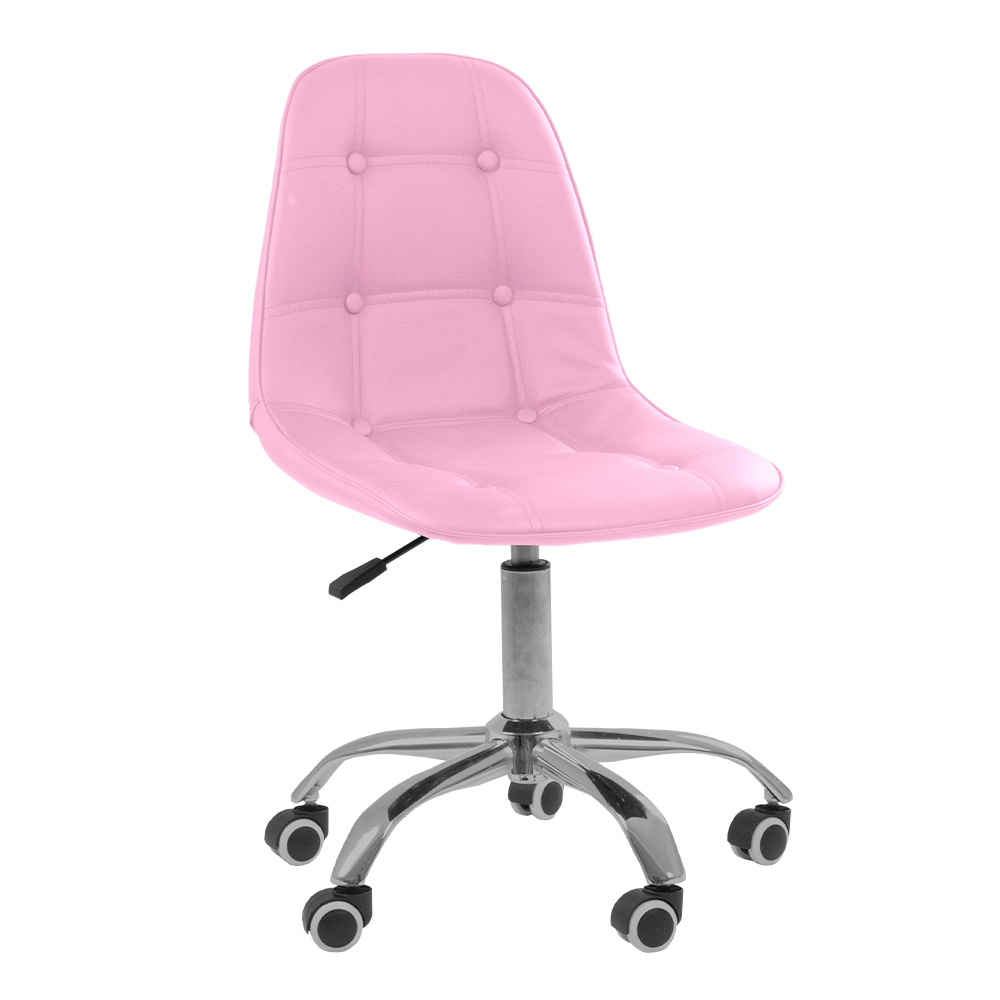 Cadeira Office Eiffel Botonê Ajustável Base Giratória - Rosa Cadeira Office Eiffel Botonê Ajustável Base Giratória - Rosa