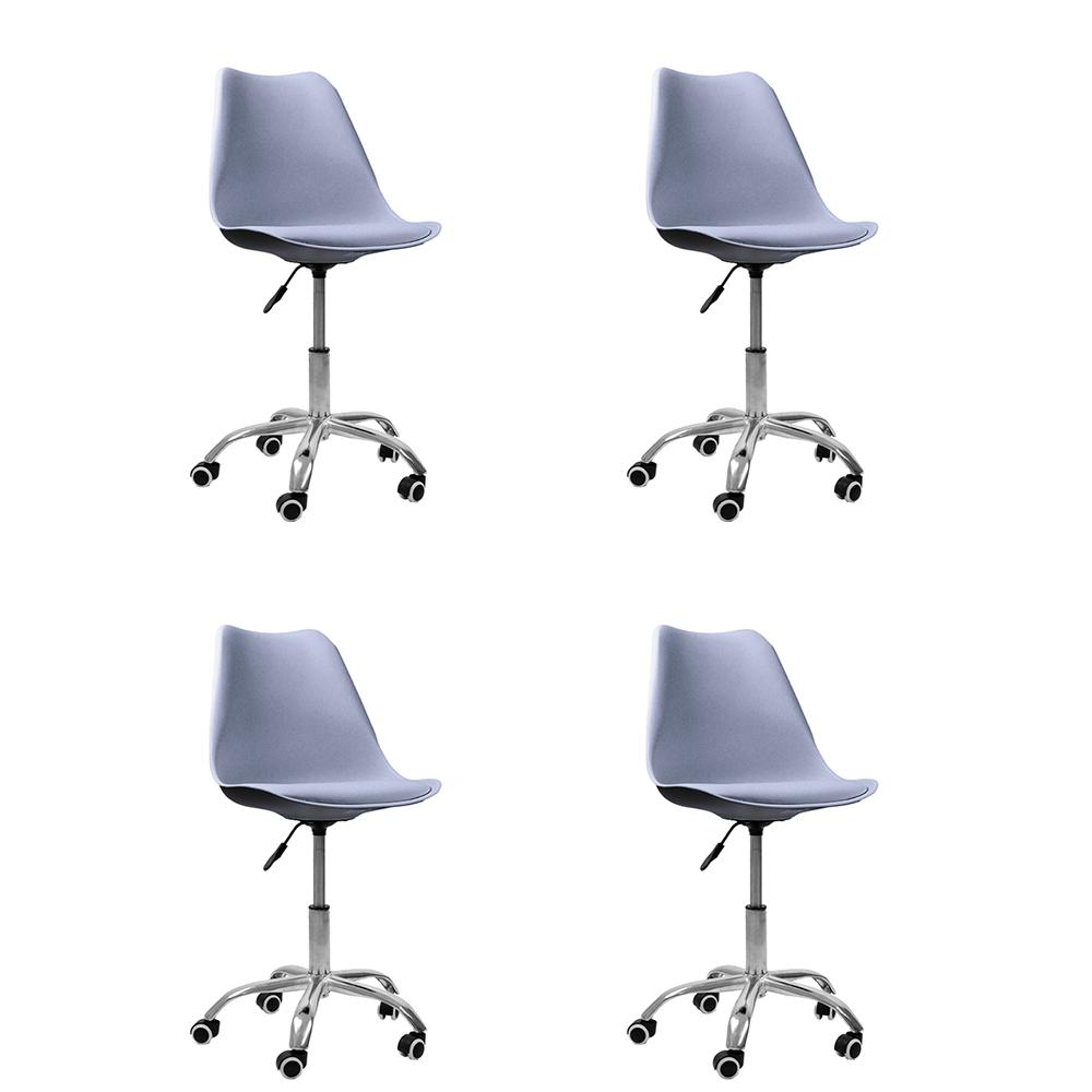 Kit 04 Cadeiras Office Base Cromada Girat¢ria Saarinen cor:cinza Kit 04 Cadeiras Office Base Cromada Girat¢ria Saarinen cor:cinza