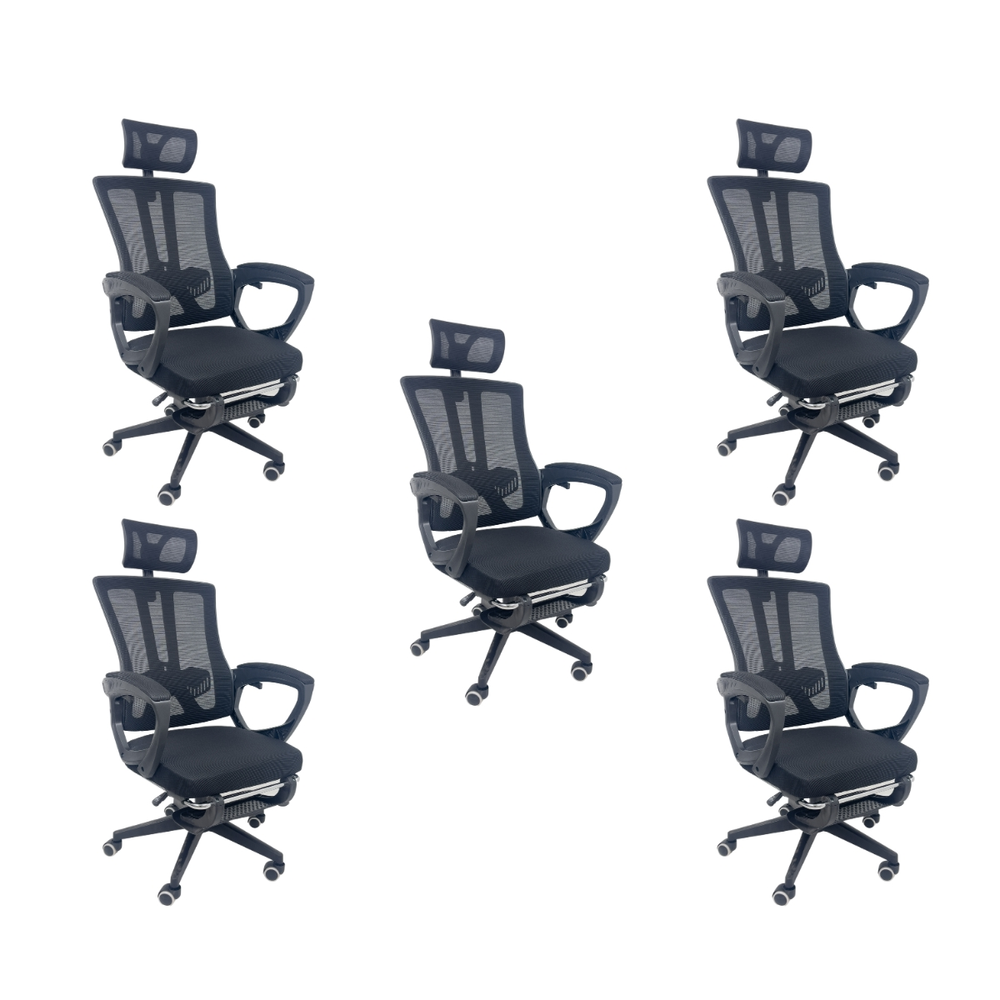 Kit 5 Cadeiras de Escritório Presidente Executiva Oficial Paris Preto