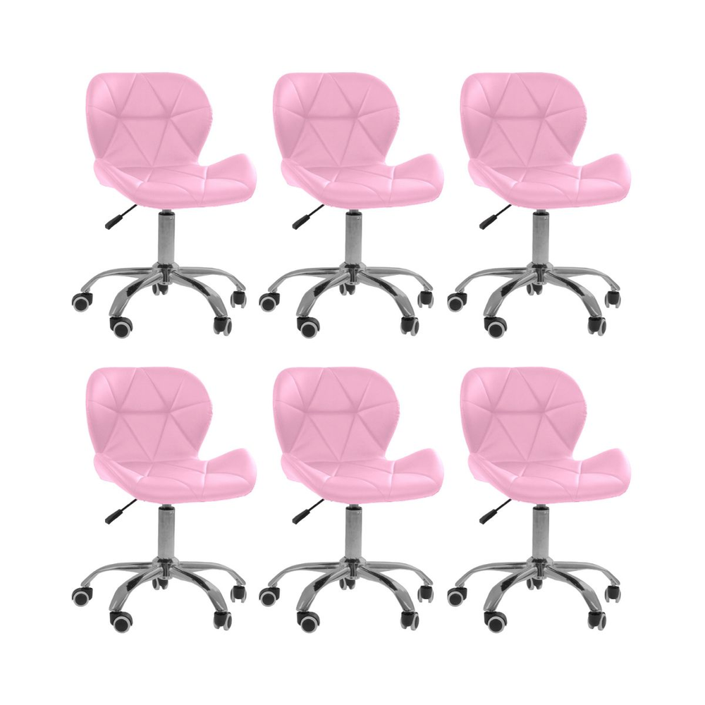 Kit 6 cadeiras Office Eiffel Slim Base Giratória Rosa Kit 6 cadeiras Office Eiffel Slim Base Giratória Rosa