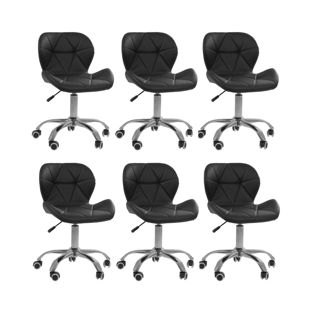 Kit 6 cadeiras Office Eiffel Slim Base Giratória Preto Kit 6 cadeiras Office Eiffel Slim Base Giratória Preto