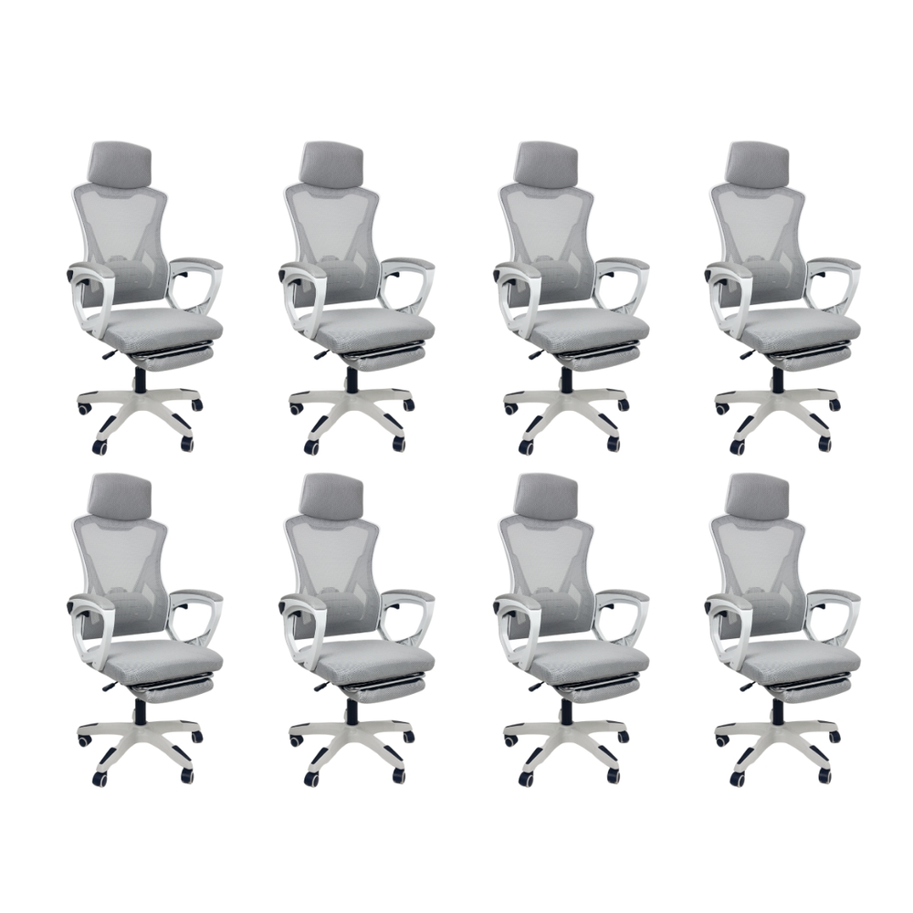 Kit 8 Cadeiras de Escritório Presidente Executiva Oficial Supreme Cinza