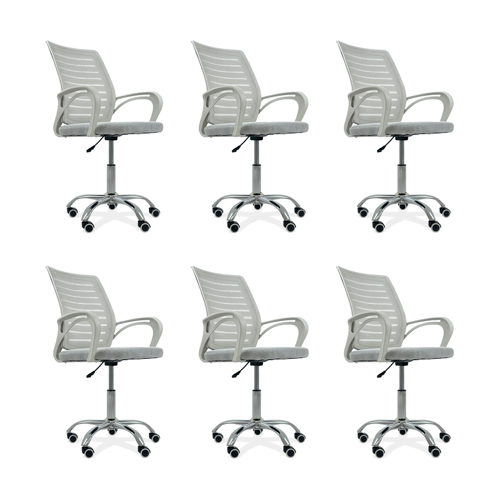 Kit 6 Cadeiras de Escritório Secretaria Diretor Roma Ergonômica - Branca Kit 6 Cadeiras de Escritório Secretaria Diretor Roma Ergonômica - Branca