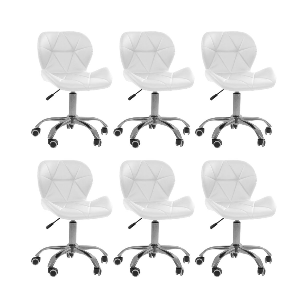 Kit 6 cadeiras Office Eiffel Slim Base Giratória Branco Kit 6 cadeiras Office Eiffel Slim Base Giratória Branco