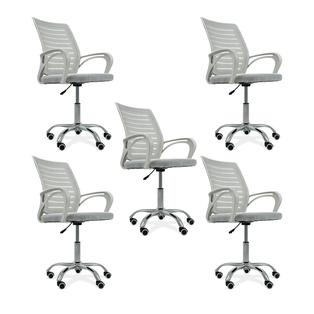 Kit 5 Cadeiras de Escritório Secretaria Diretor Roma Ergonômica - Branca Kit 5 Cadeiras de Escritório Secretaria Diretor Roma Ergonômica - Branca