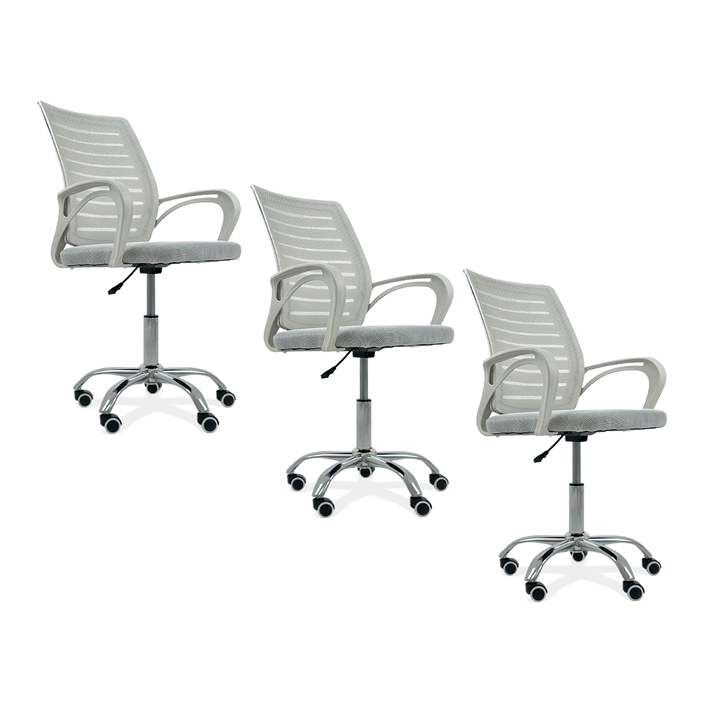 Kit 3 Cadeiras de Escritório Secretaria Diretor Roma Ergonômica - Branca Kit 3 Cadeiras de Escritório Secretaria Diretor Roma Ergonômica - Branca