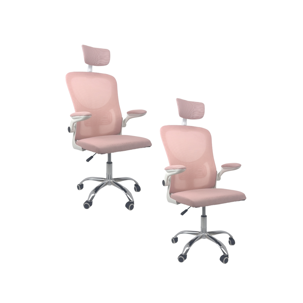 Kit 2 Cadeiras de Escritório Diretor Oficial Vegas com apoio Rosa Branco Kit 2 Cadeiras de Escritório Diretor Oficial Vegas com apoio Rosa Branco