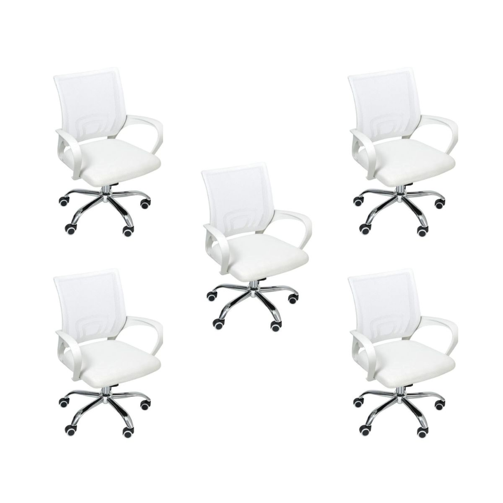 Kit 5 Cadeiras de Escritório Begonia Mesh Ergonômico Branco Kit 5 Cadeiras de Escritório Begonia Mesh Ergonômico Branco