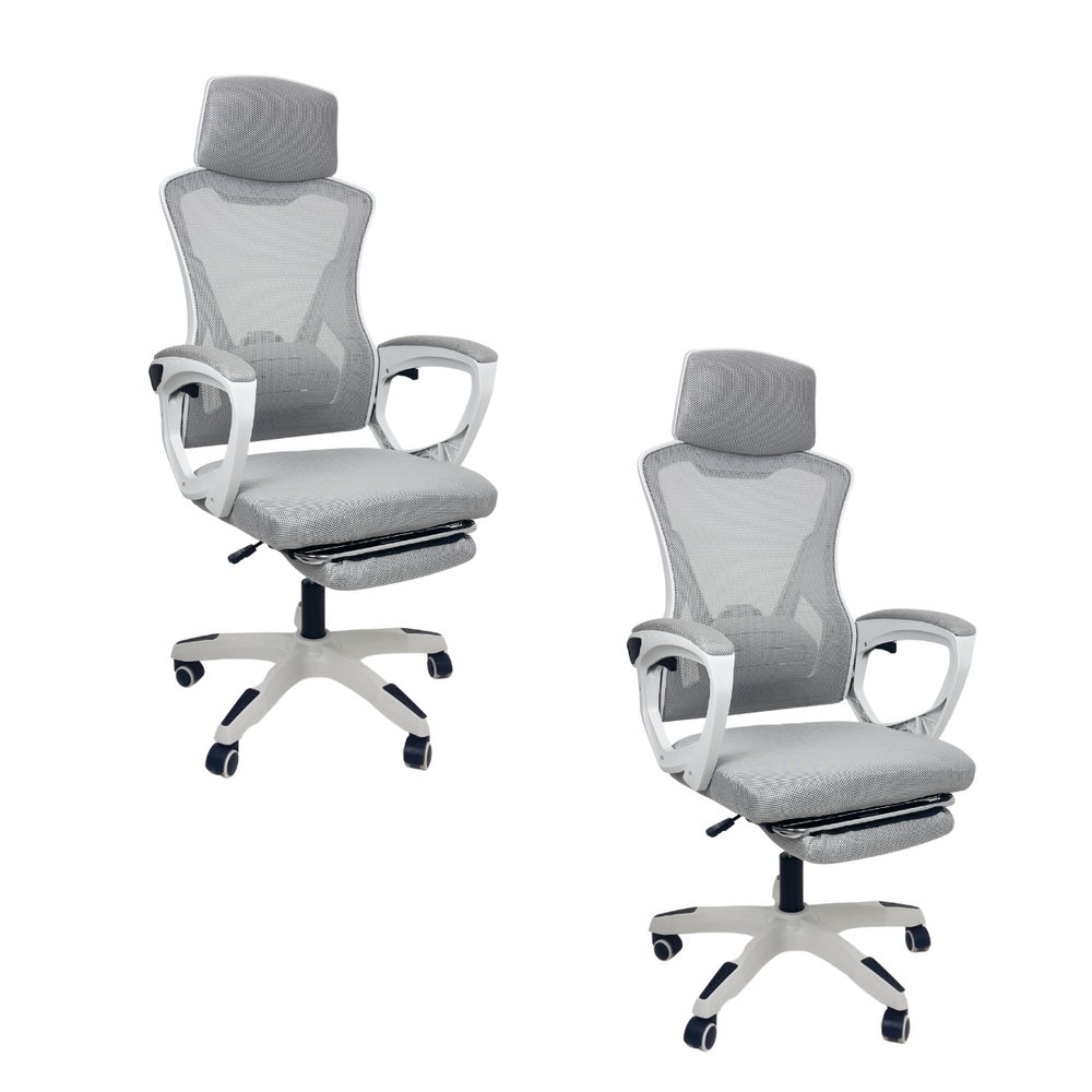 Kit 2 Cadeiras de Escritório Presidente Executiva Oficial Supreme Cinza