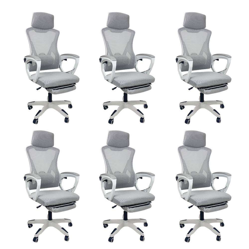 Kit 6 Cadeiras de Escritório Presidente Executiva Oficial Supreme Cinza