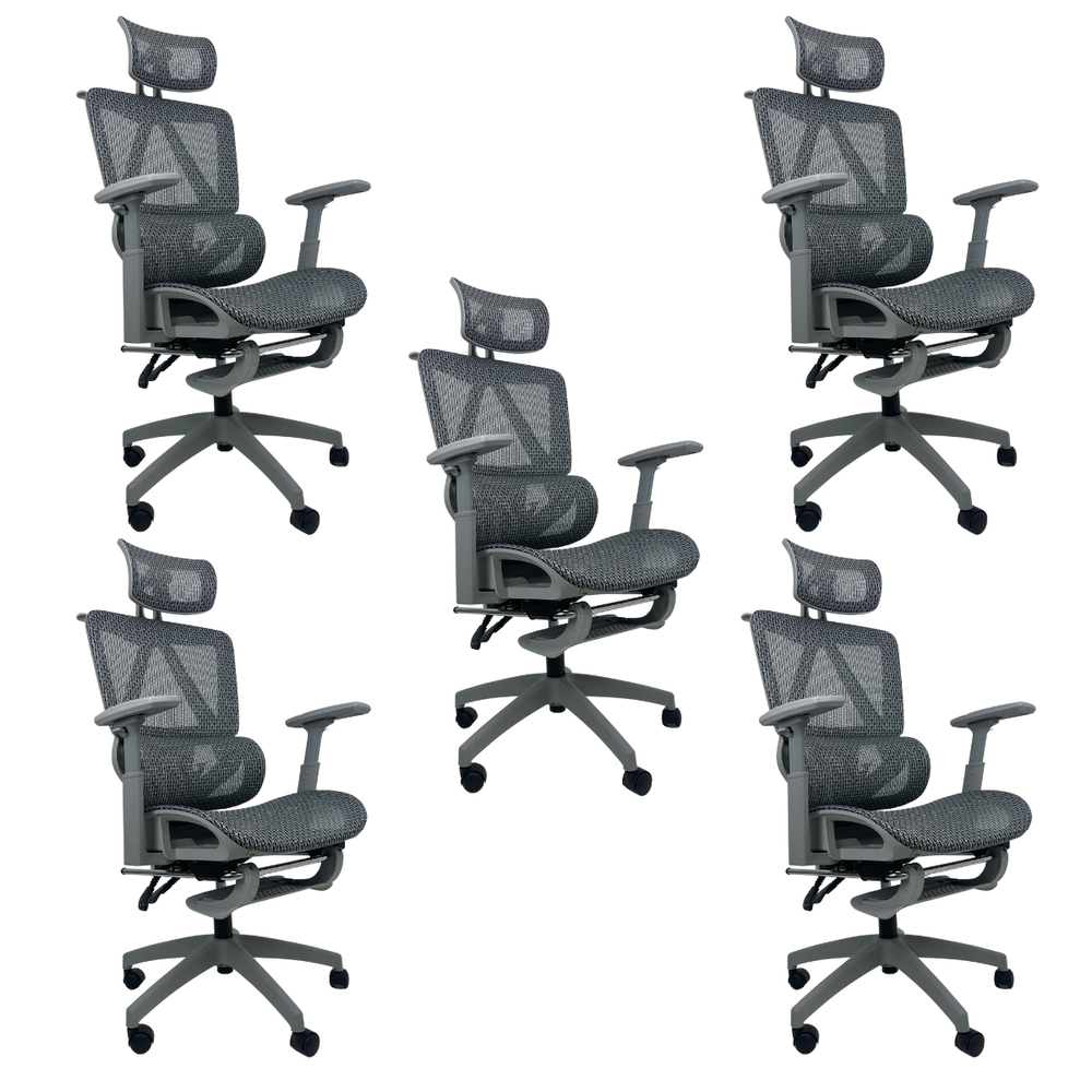 Kit 5 Cadeiras de Escritório Presidente Executiva Oficial Titan Cinza