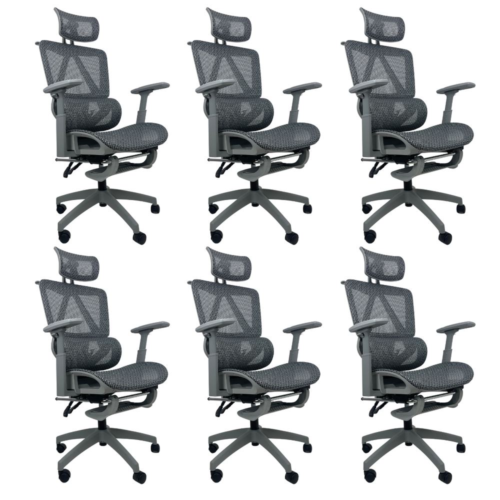 Kit 6 Cadeiras de Escritório Presidente Executiva Oficial Titan Cinza