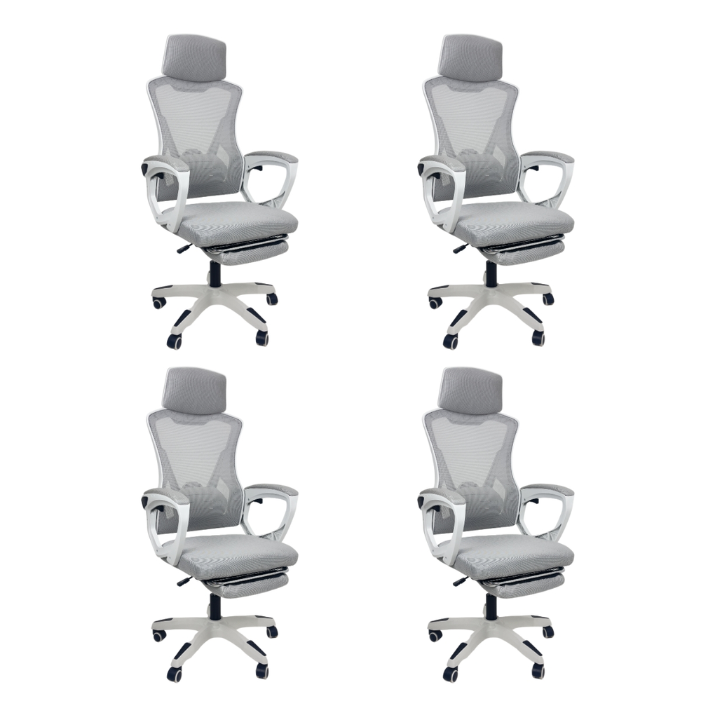 Kit 4 Cadeiras de Escritório Presidente Executiva Oficial Supreme Cinza