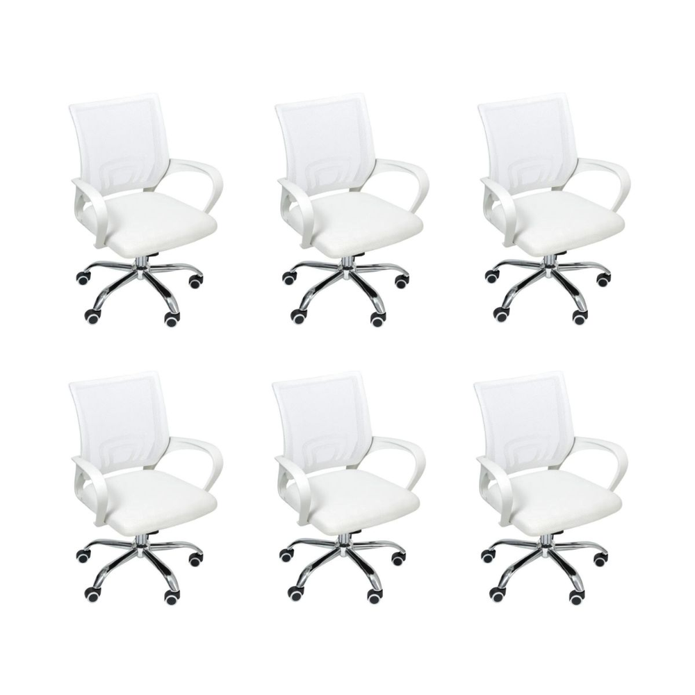 Kit 6 Cadeiras de Escritório Begonia Mesh Ergonômico Branco Kit 6 Cadeiras de Escritório Begonia Mesh Ergonômico Branco