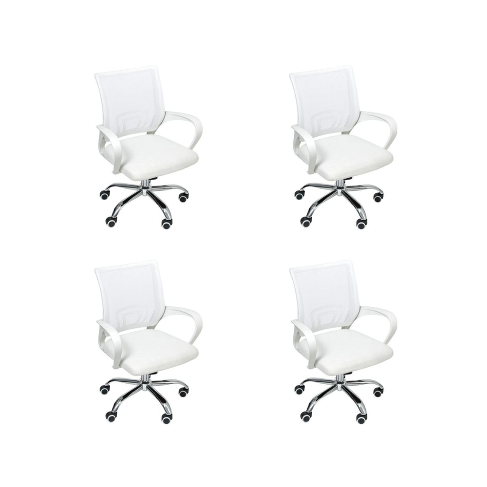 Kit 4 Cadeiras de Escritório Begonia Mesh Ergonômica Branco Kit 4 Cadeiras de Escritório Begonia Mesh Ergonômica Branco