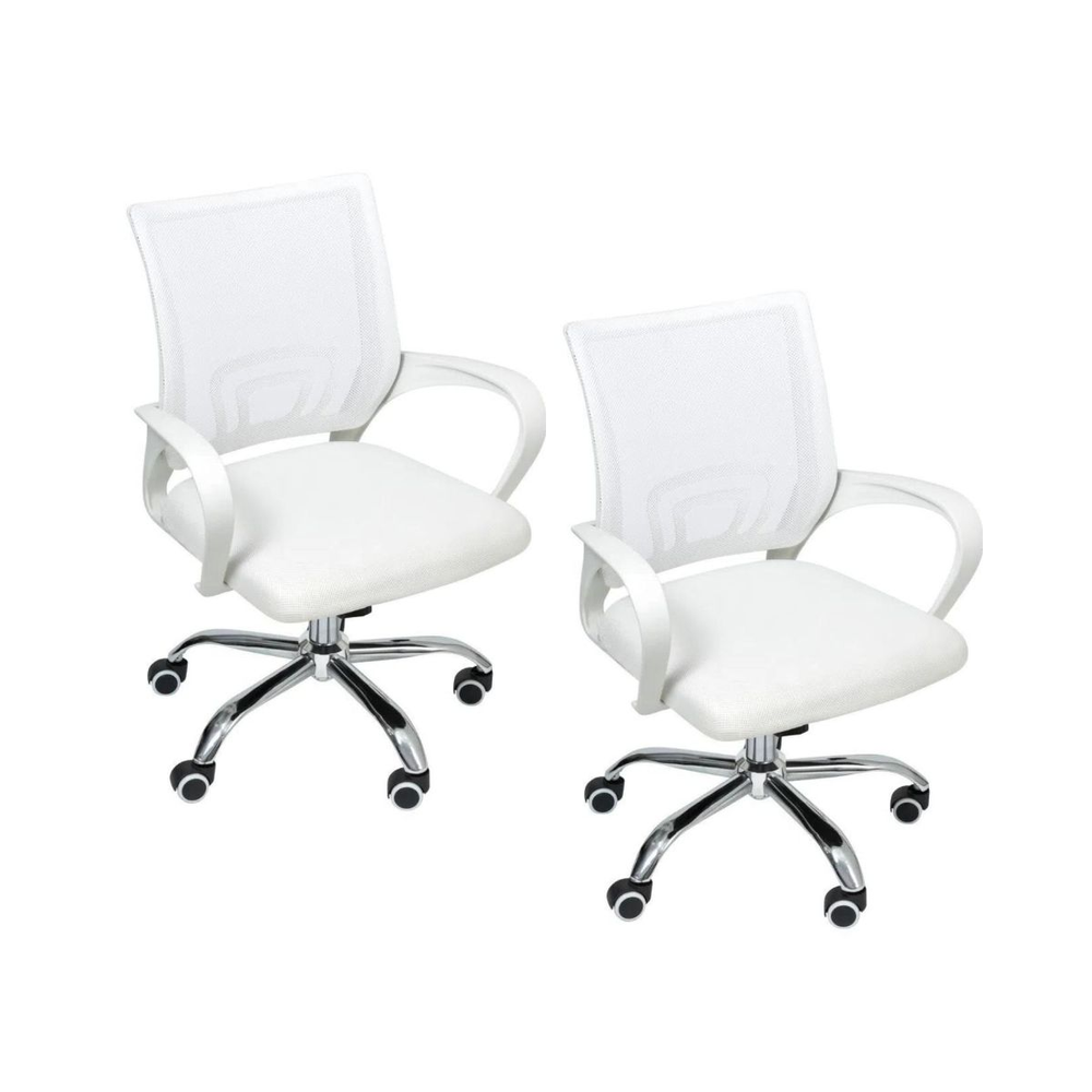 Kit 2 Cadeiras de Escritório Begonia Mesh Ergonômico Branco Kit 2 Cadeiras de Escritório Begonia Mesh Ergonômico Branco