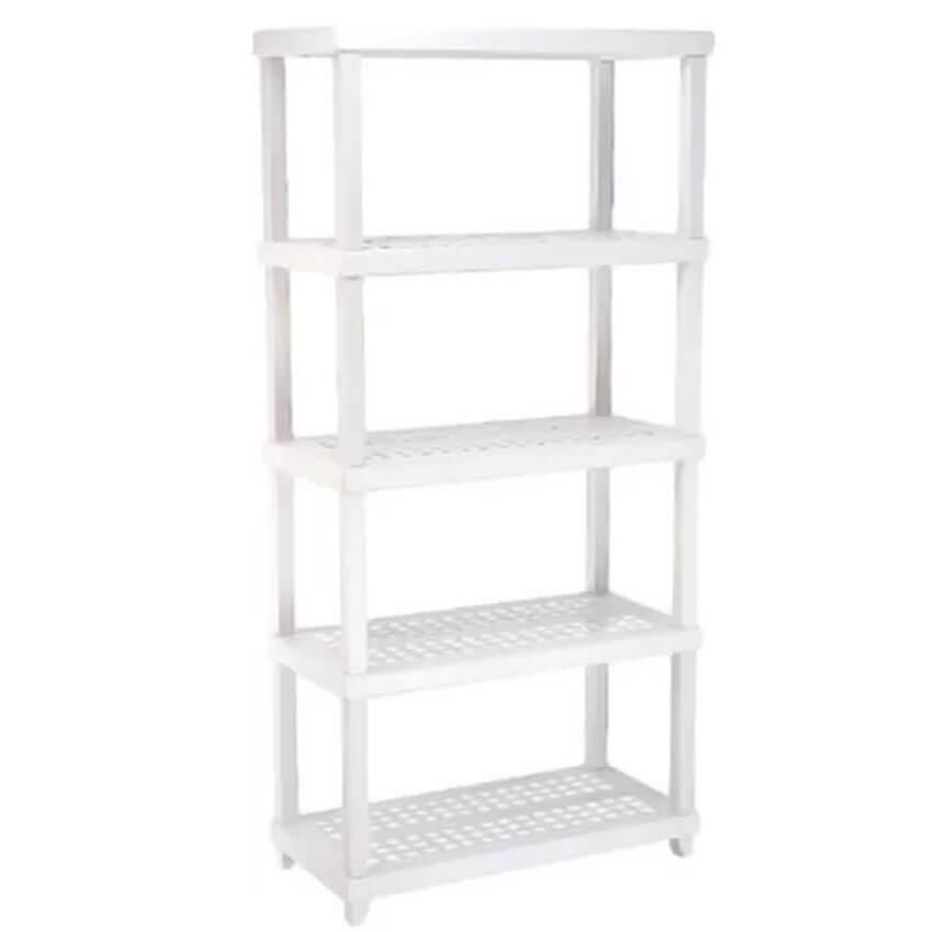 Estante Modular Plástica 5 Prateleiras Câmara Fria Até 250kg Multiuso Ordene Branca Estante Modular Plástica 5 Prateleiras Câmara Fria Até 250kg Multiuso Ordene Branca