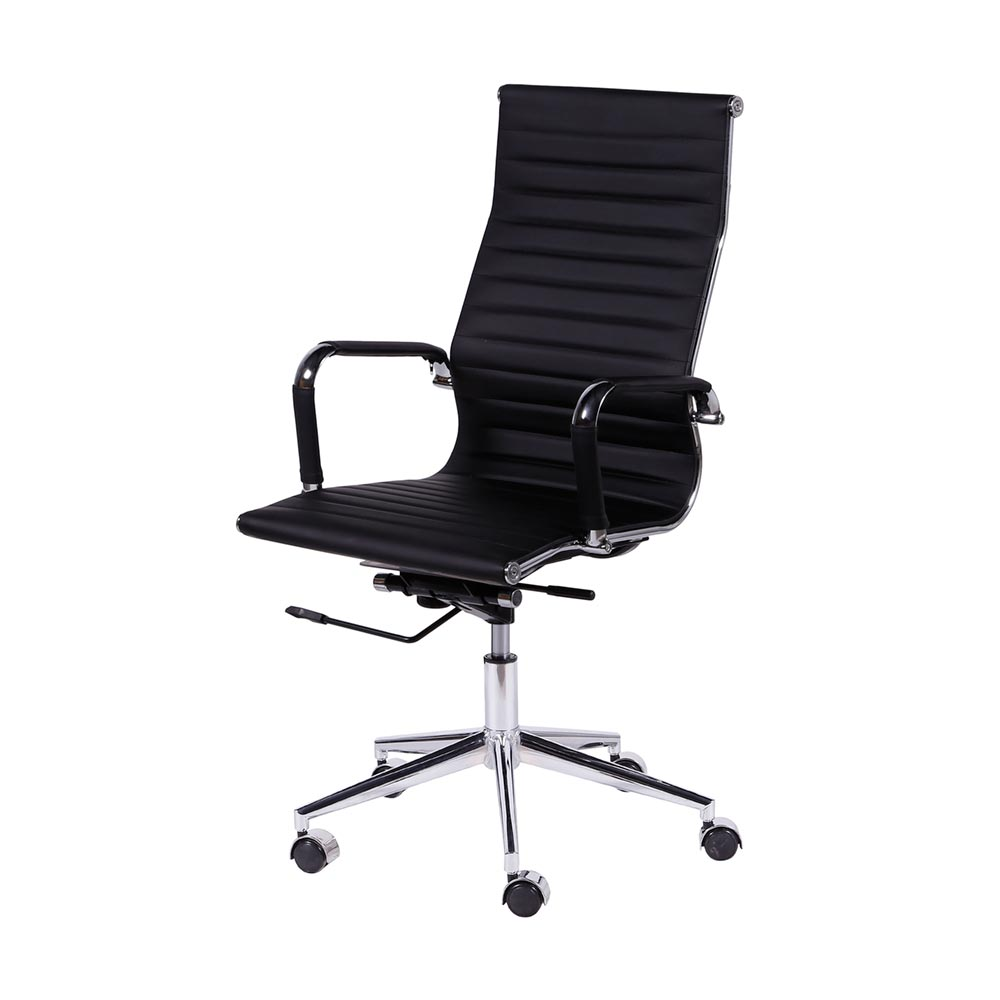 Cadeira de Escritorio Eames Esteirinha Alta - PU Preta Cadeira de Escritorio Eames Esteirinha Alta - PU Preta