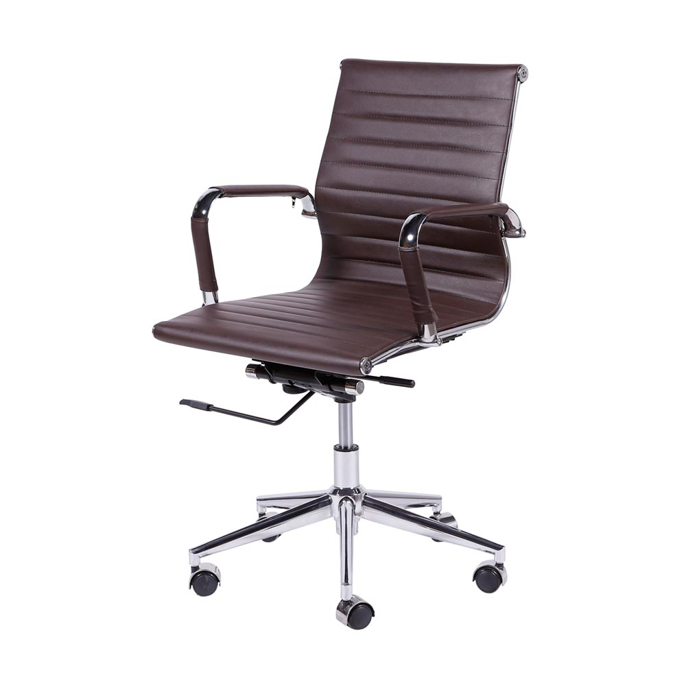 Cadeira de Escritório Eames Esteirinha Baixa - PU Café Cadeira de Escritório Eames Esteirinha Baixa - PU Café